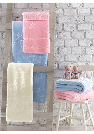 Cotton Box Emboss Bebek Battaniyesi Mavi 100 X 120 Cm Mavi