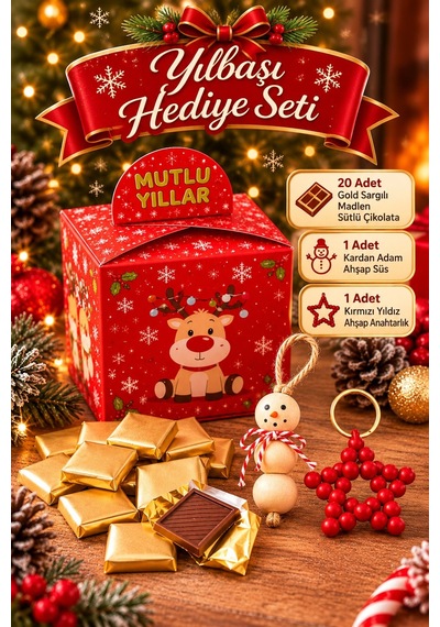 Model 3 Yılbaşı Çikolata Set - Yılbaşı Hediye Kutusu - Yılbaşı Süsü - Yılbaşı Konsept Hediye