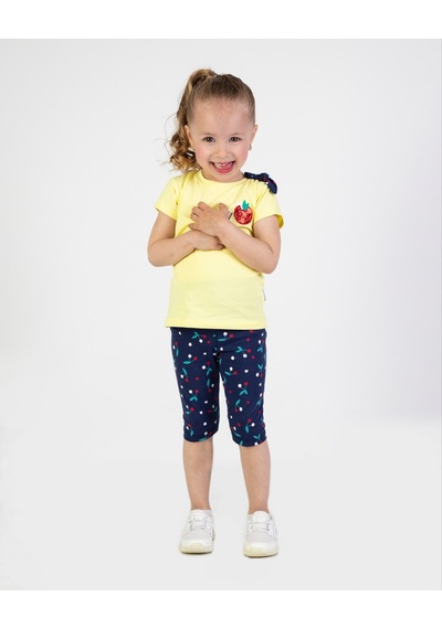 Harika Kids Kız Bebek Kaprili Kısa Kollu Apolet Baskılı Yazlık Basic Alt-üst Takım 6-24 Ay 001