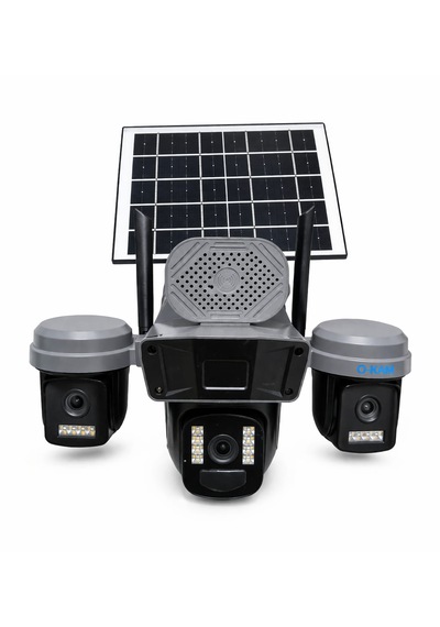 Okam 5210 3 Lensli Wifi Solar Güvenlik Kamerası 360 Ptz, Gece Görüş, Hareket Takip, Güneş Panelli