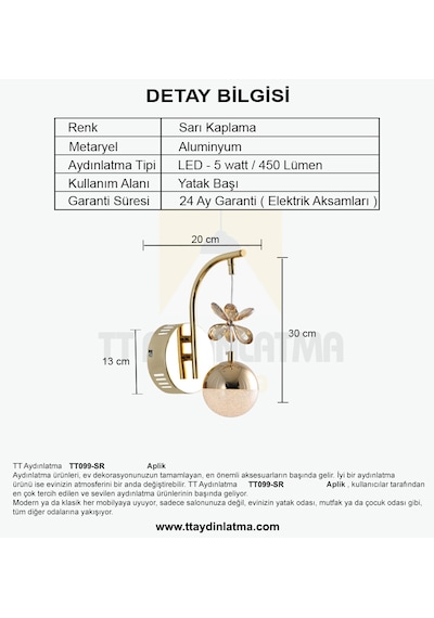 Tt099-sr Tt Aydınlatma Toplu Sarıkaplama 3renkmodüllü Led Aplik Gold