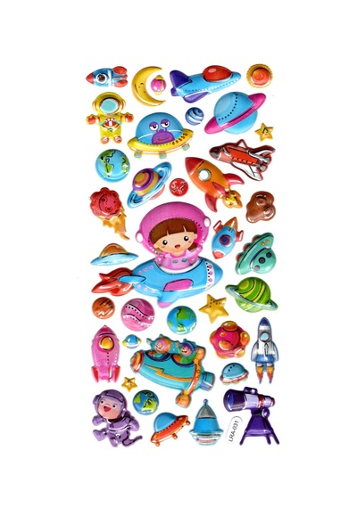 Sticker Kabartmalı Stiker Defter, Planlayıcı Etiket Limlra-031 - 17x9 Cm - Astranot Kız Uzay