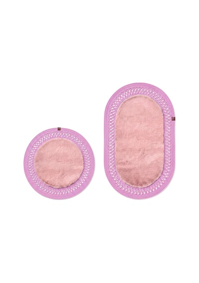 Banyo Paspası Takımı 60x100+60x60 Cm İç Trikot Pembe & Pembe