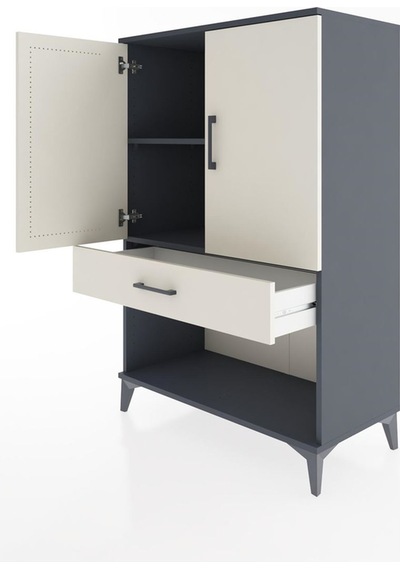 Hyperion Dolap 2 Raflı Tek Çekmeceli 2 Kapaklı 88x44x134 Antr... Antrasit