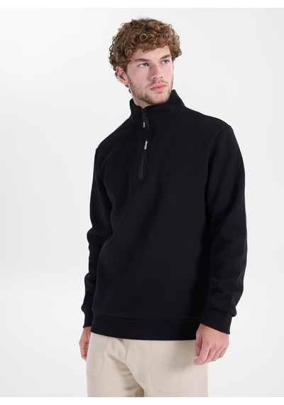 Jeep Dik Relaxed Düz Siyah Erkek Sweatshirt C4wm-swt4256
