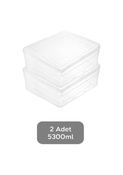 Meleni Home Şeffaf Kapak Düzenleyici Organizer Derin Mikrodalga Uyumlu Erzak Gıda Saklama Kabı Set 2'li 5300 ML Şeffaf