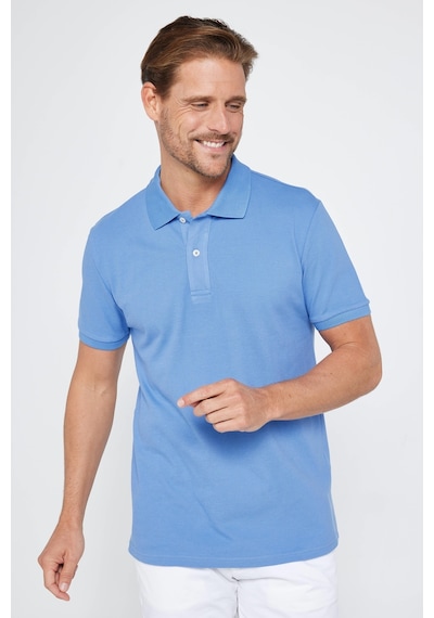 Tudors Erkek Slim Fit Dar Kesim %100 Pamuk Düz Pike Mavi Polo Yaka Tişört-30547-mavi Mavi