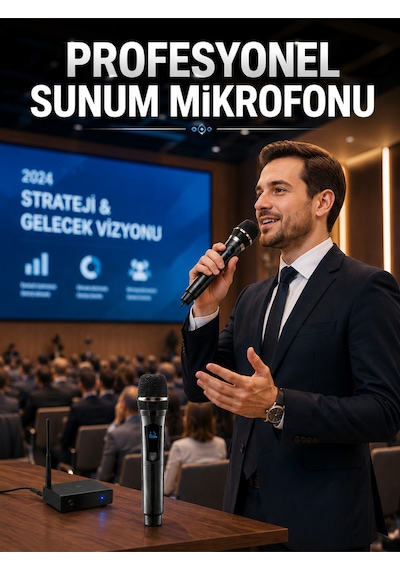 Kablosuz Çift Mikrofon Şarj Edilebilir Dijital Göstergeli -