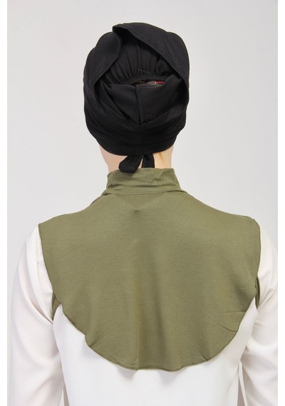 Manolyaşal İslamic Hijab Düz Balıkçı Yakalı Kurtarıcı Boyunluk Haki