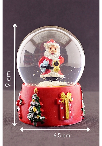 Merry Christmas Noel Baba Tasarımlı 9 Cm Orta Boy Işıklı Kar Küre