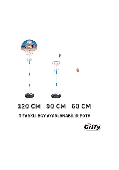 Giffy/ayaklı Büyük Boy Basketbol Potası 120cm Portatif Basketbol Pota Ayarlanabilir Boy