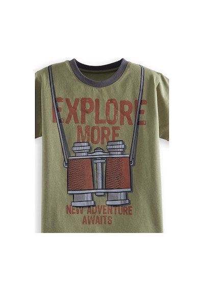 Denokids Explore Erkek Çocuk T-shirt Gabardin Şort Takım Renkli Çok Renkli