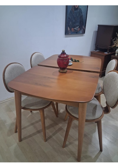Masa Sandalye 90643 Retro Ayak Model Kayın Retro Açılır Parlak Açık Ceviz Tabla Kahverengi Masa Sandalye 90643 Retro Ayak Model Kayın Retro Açılır Parlak Açık Ceviz Tabla Kahverengi