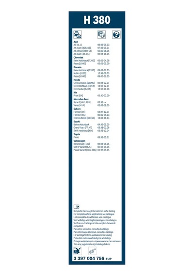 Silecek Süpürgesi - Fiat Regata, Ducato, Tipo, Fiorino, 127, Ritmo, Egea, 33 - Bosch-3397004756