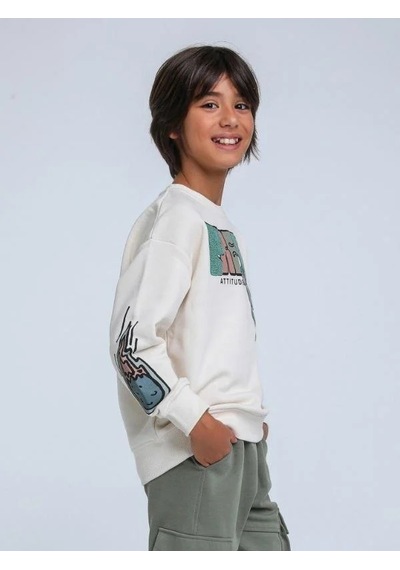 Jack Lions Erkek Çocuk Fresh Dokulu İnce Şardonlu 3 İplik Sweatshirt-14257 Krem