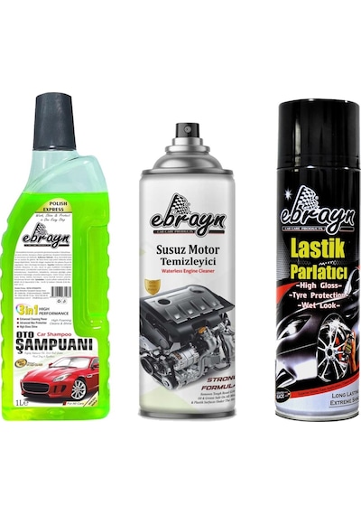 Ebrayn Oto Şampuanı Motor Temizleyici Lastik Parlatıcı 1 Adet