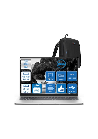 Dell Pro 16 PC16250BTO105F24 Ultra 5-235U 48 GB 2 TB SSD 16" Dos Dizüstü Bilgisayar + Zetta Çanta