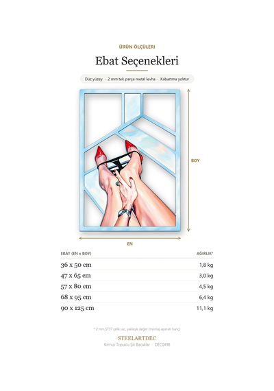 Kırmızı Topuklu Zarif Bacaklar Metal Tablo 57x80 Cm Çok Renkli