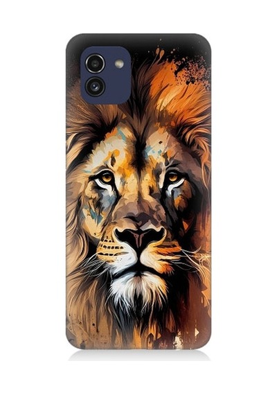 Samsung Galaxy A03 Uyumlu Sarı Kırmızı Kral Aslan Desenli Silikon Kılıf