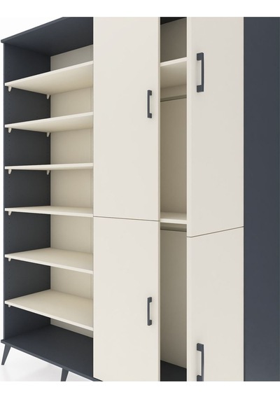 Hyperion Gardrop 8 Raflı 4 Kapaklı 2 Askılı 176x44x221 Antrasit-aytaşı Aytaşı Hyperion Gardrop 8 Raflı 4 Kapaklı 2 Askılı 176x44x221 Antrasit-aytaşı Aytaşı