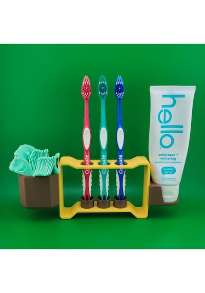 Diş Fırçalık Ve Diş Fırçası Macun Tutucu Banyo Organizer Sarı