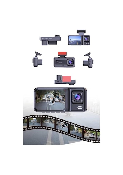 1080p 3 Lensli Wifi Araç İçi Kameralı Ekran Dvr Kaydedici Gece Görüşlü 51394738
