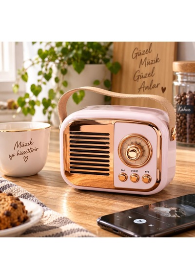 Retro Tasarım Bluetooth Hoparlörlü Radyo Taşınabilir Kablosuz Müzik Çalar, Usb/aux/tf Kart Destekli 85022779