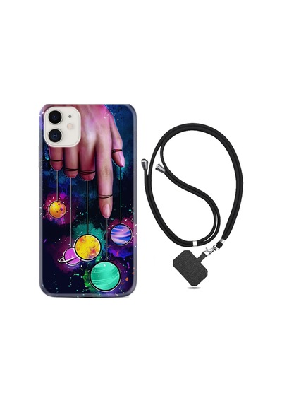 Apple iPhone Uyumlu Iphone 11 Kılıf Silikon Desen Boyun Askılı Finger Planet 1740