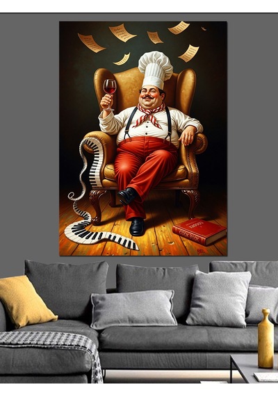 Ahşap Tablo Puro İçen Aşçı Adam
