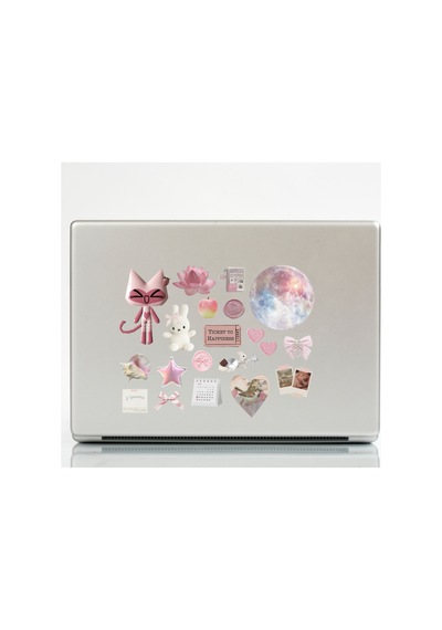 43 Adet Pembe Downtown Grunge Y2k Sticker Seti - Etiket Seti Scrapbook Bullet Journal