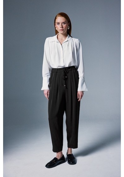 Sateen Talia Pantolon - Siyah-137096 siyah