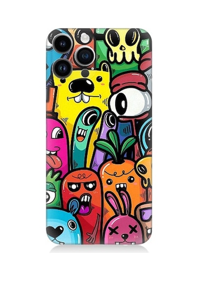 Apple Uyumlu iPhone 14 Pro Max Komik Sebze Ve Hayvan Karakterler Desenli Silikon Kılıf