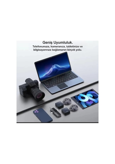 İkili Kablosuz Yaka Mikrofonu Type C Android İphone Uyumlu Canlı Yayın Ses Video Mikrofonu Siyah