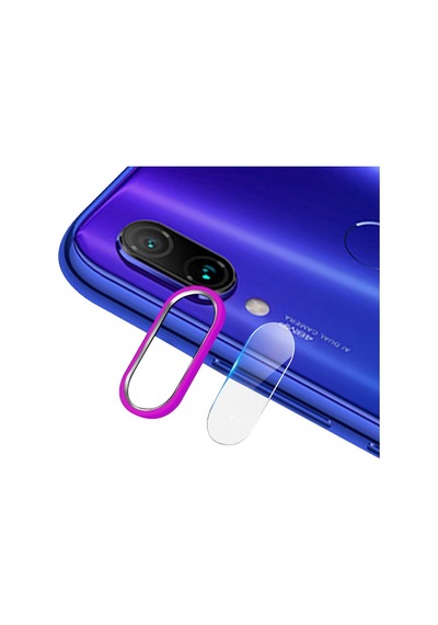 Xiaom Redmi Note 7 Kamera Koruma Metal Lens + Kırılmaz Cam Set Siyah
