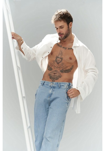 Mai Collection Mai Studios Co. Fergusan Kemer Detay Mavi Erkek Jean Pantolon Mavi