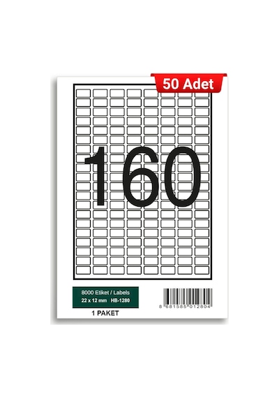 Herboy Hb-1280 22 X 12 Mm A4 Laser Etiket 50 Adet