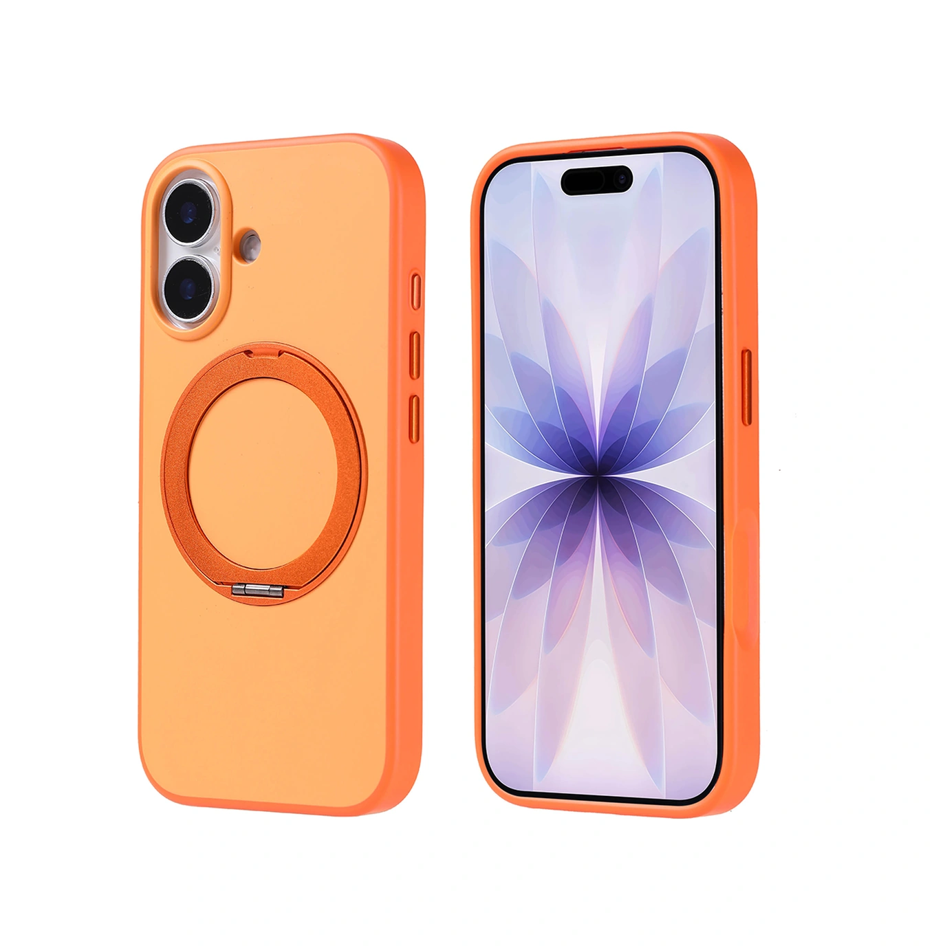 Apple Uyumlu iPhone 17 Kılıf M-safe Şarj Özellikli Standlı Proton Silikon Kılıf Turuncu