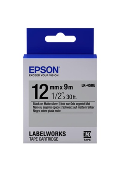 Epson Lk-4sbe Gümüş Üzeri Siyah 12mm 9metre Etiket