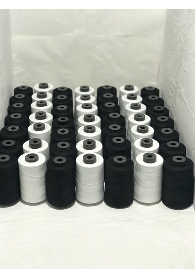 Dikiş Iplik 49'lı Siyah Beyaz Set Dikiş Ipliği 120 No 5000mt. Pol