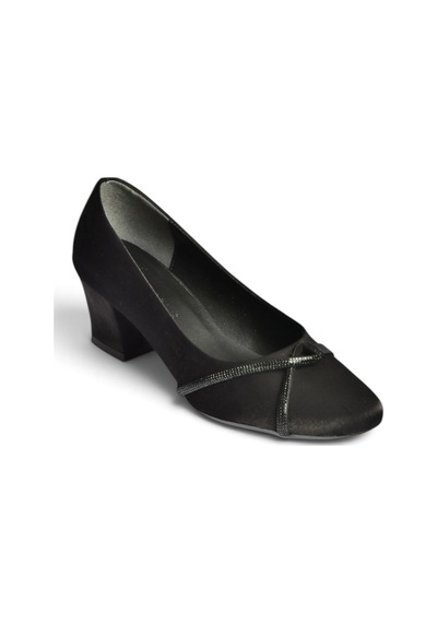 Fox Shoes Z820050804 Siyah Kumaş Kalın Topuklu Kadın Ayakkabı