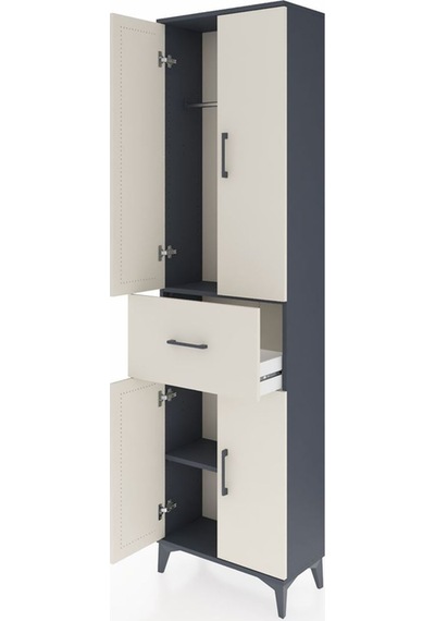 Arges Dolap 2 Raflı Tek Çekmeceli Tek Askılı 60x30x221 Antras... Antrasit
