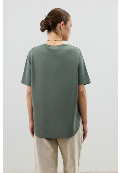 Antioch Dökümlü Kadın T-shirt Haki