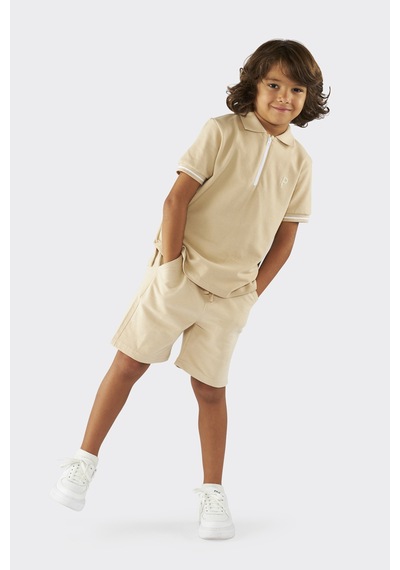 Unisex Çocuk Kısa Kollu Bej Polo Yaka Tişört Çok Renkli 9931BK05002