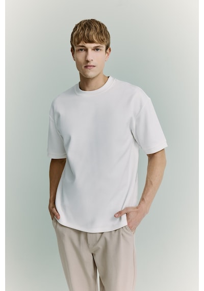 Defacto Kırışmaz Oversize Bisiklet Yaka Basic Kısa Kollu Tişört B6494ax26auwt34 Beyaz-wt34