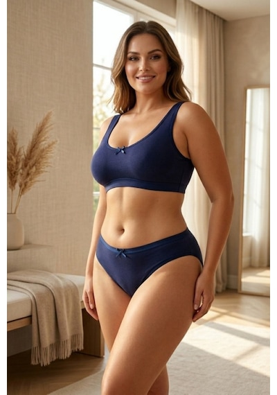 Mataş Kadın 6'lı Paket Pamuklu Bikini Külot Esnek Yumuşak İz Yapmaz İç Çamaşırı Lacivert