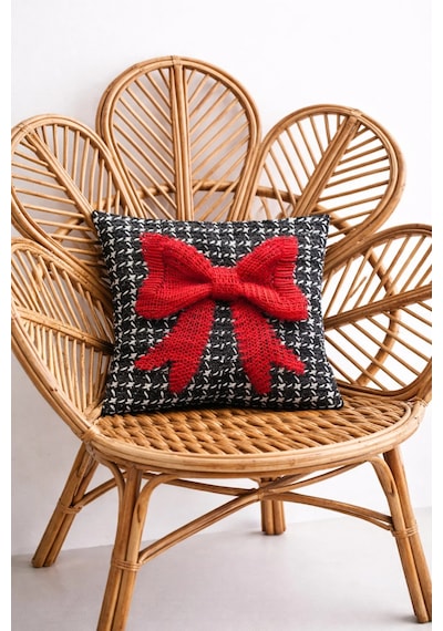 3 Boyutlu - Tül Fiyonk Detaylı Çift Taraflı Dekoratif Kırlent Kılıfı 45x45 Cm Çok Renkli
