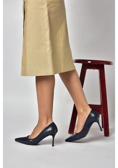 Fox Shoes Z676050009 Lacivert İnce Topuklu Kadın Stiletto Ayakkabı