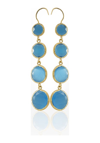 Kadir Jewellery 22 Ayar Altın Kaplama Kadın Sallantılı Küpe -el İşçiliği Ve Hipoalerjenik Küpe Koyu Mavi