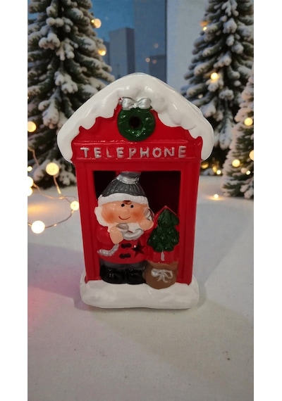 Yılbaşına Özel Işıklı Telephone Süs Dekor Aksesuar Biblo Ürün Boyutu:12cm 9cm