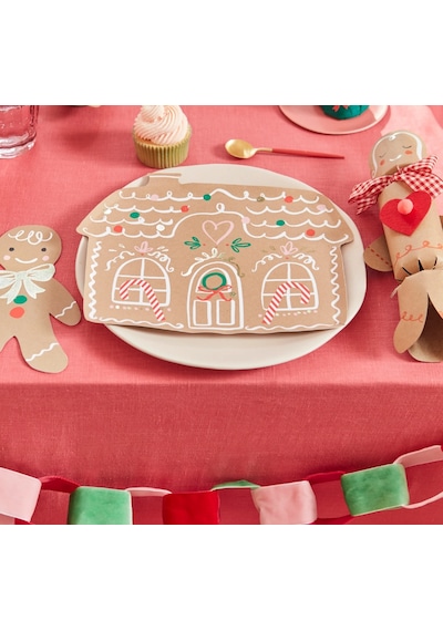 Meri Meri - Gingerbread House Plates - Zencefilli Kurabiye Tabak 8'li